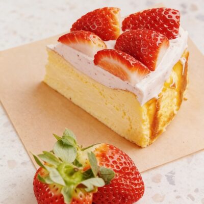 Strawberry basque cheesecake