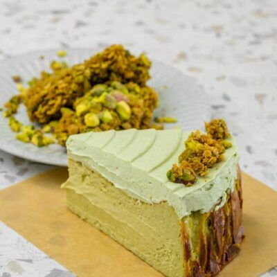 Pistachio basque cheesecake